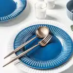 صحن تقديم سيراميك أزرق ملكي فاخر للمناسبات والهدايا