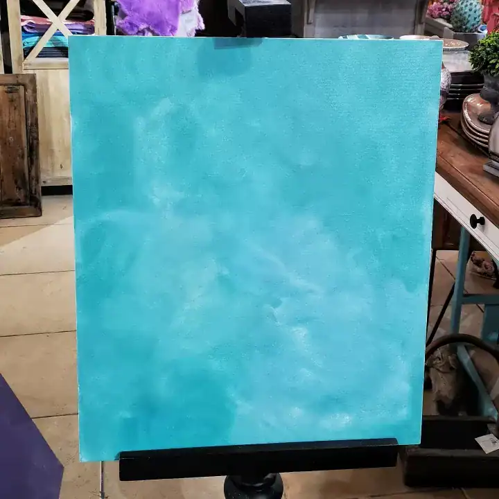 خلفية تصوير كنفاس لون تيفاني تركواز رسمة غيوم للمشروبات والمنتجات الصيفية