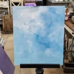 خلفية تصوير كنفاس رسمة غيوم وسماء لون أزرق وأبيض لتصوير المنتجات