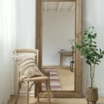 مرايا خشب طويلة صنوبر طبيعي إطار عميق تسنيد وتعليق