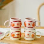 كوب قهوة سيراميك صغير تصميم خدود وشفاه بارزة سعة 200 مل