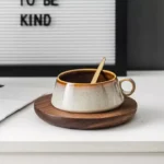 كوب قهوة سيراميك لون كريمي بيج فوهة واسعة 250 مل بدون صحن