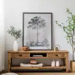 طاولة تلفزيون مع أدراج خشب صنوبر ريفي رف سفلي 160 سم