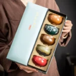 طقم أكواب قهوة بورسلين 5 ألوان لامعة سعة 150 مل في صندوق هدايا