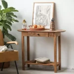 طاولة خشب بيضاوية صنوبر بدرج ورف ركن قهوة