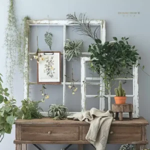 إطار خشبي على شكل شباك ريفي بلون أبيض شابي شيك - حجمين مختلفين للديكور والتصوير