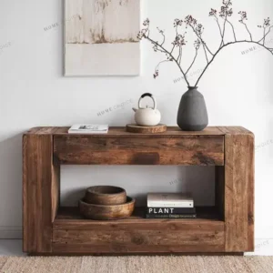 كونسول خشبي ريفي بدرج عريض