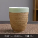 كوب لاتيه سيراميك بدون مسكة مخطط لون أخضر ورملي 250 مل