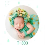 قبعة تصوير مواليد بونيه مغطى بالورد الأصفر والكشكش الأخضر ثيم ربيع