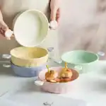 صينية فرن سيراميك دائرية ألوان باستيل للكيك والفطائر
