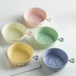 زبدية سيراميك بمسكة دائرية ألوان باستيل شوربة