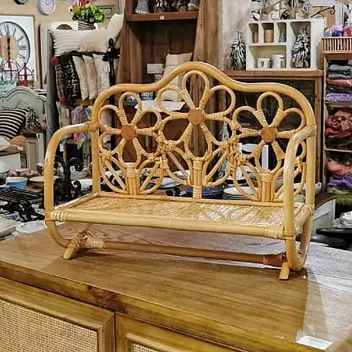 كرسي خيزران كنبة لتصوير المواليد تصميم بوهيمي ريفي لون طبيعي