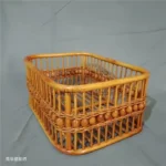 سرير تصوير مواليد خيزران راتان مستطيل مزين بخرز خشبي تصميم بوهيمي