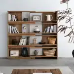 مكتبة خشبية قابلة للتمدد خشب صنوبر للكتب والديكور