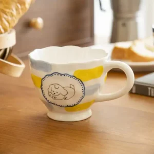 كوب قهوة سيراميك بسيط سعة 400 مل للمكتب والمنزل