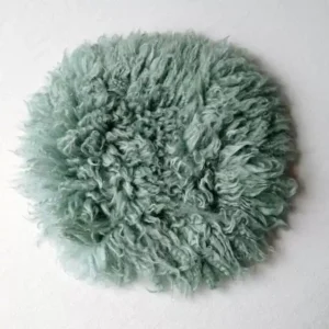 بساط فلوكاتي دائري من صوف الخروف الأسترالي الطبيعي متوفر بعدة ألوان (أرجواني، أبيض، وردي، سماوي) لتصوير المواليد باحترافية