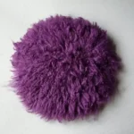 بساط فلوكاتي دائري من صوف الخروف الأسترالي الطبيعي بعدة ألوان (بنفسجي، أبيض، وردي) لتصوير المواليد باحترافية