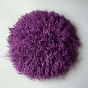 بساط فلوكاتي دائري من صوف الخروف الأسترالي الطبيعي بعدة ألوان (بنفسجي، أبيض، وردي) لتصوير المواليد باحترافية