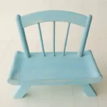 كرسي خشبي شابي شيك لون سماوي لتصوير المواليد والأطفال