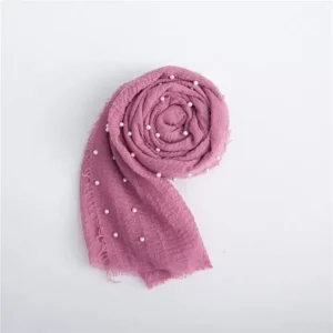 لفة قماش قطن لتصوير المواليد – لون وردي موف مزينة باللؤلؤ (Dusty Pink Pearl Wrap)