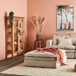 مكتبة خشب زجاجية ريفية 4 أرفف لعرض الكتب والتحف