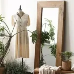 مرايا خشب طويلة صنوبر طبيعي مرنة جدارية وأرضية