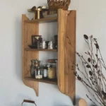 رف خشبي 3 أدوار للبهارات والديكور تصميم ريفي