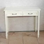 كونسول مدخل أبيض خشب بتصميم مودرن ودرجين تخزين