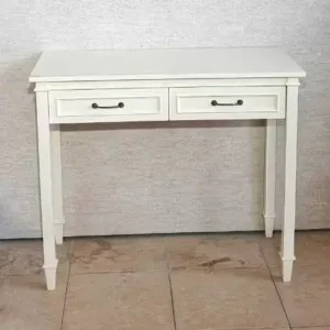 كونسول مدخل أبيض خشب بتصميم مودرن ودرجين تخزين