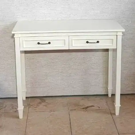 كونسول مدخل أبيض خشب بتصميم مودرن ودرجين تخزين