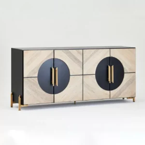 مدخل كونسول خشب دردار Elm تصميم هندسي أسود وذهبي 206 سم