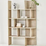 مكتبة رفوف خشب صنوبر تصميم هندسي ارتفاع 200 سم