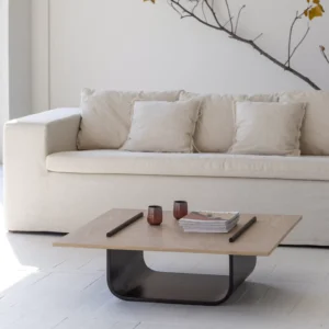 طاولة قهوة مربعة لوسط المجلس من خشب الاوك الطبيعي