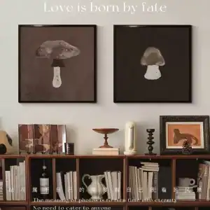 برواز صور مودرن إطار خشبي أسود بتصميم تجريدي وألوان ترابية مقاس 30×30 سم ديكور جدران عصري