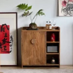 دولاب قهوة خشب ريفي صغير 80 سم مع رفوف جانبية