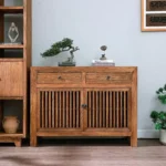 دولاب ركن قهوة ريفي بني داكن أبواب شبكية