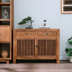 دولاب ركن قهوة ريفي بني داكن أبواب شبكية