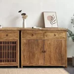 دولاب ركن قهوة خشب طبيعي درجين وبابين تخزين