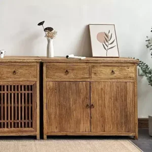 دولاب ركن قهوة خشب طبيعي درجين وبابين تخزين