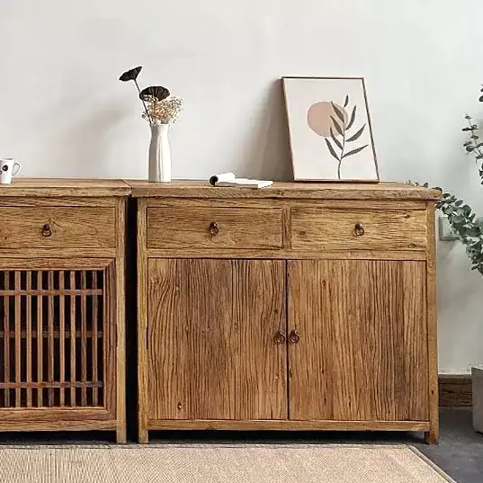 دولاب ركن قهوة خشب طبيعي درجين وبابين تخزين