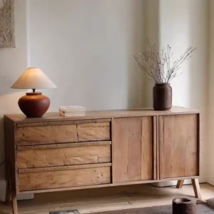 دولاب كونسول خشبي ريفي 3 أدراج وخزائن للمداخل