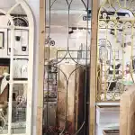 مرايا جدارية طويلة خشب ومعدن تصميم نافذة للمداخل