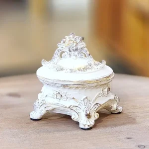 علبة بخور سيراميك أوف وايت بتصميم فيكتوري مزخرفة بالورود مع غطاء لحفظ العود والمجوهرات