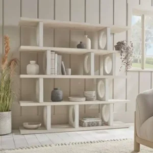 مكتبة خشب صنوبر تصميم أعمدة دائرية 170 سم