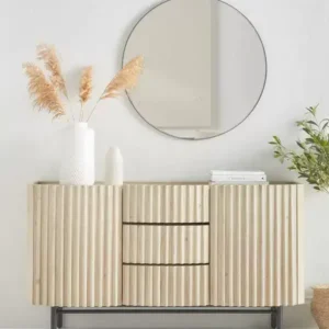 مدخل ريفي خشبي 160 سم تصميم متموج 3 أدراج