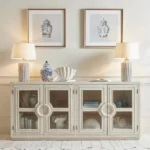 مدخل كونسول أبيض فخم 200 سم أبواب زجاجية زخارف دائرية