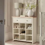 دولاب أحذية مدخل 9 خانات ودرج سطح خشب طبيعي