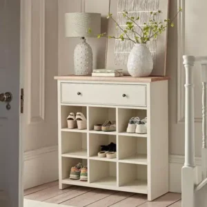 دولاب أحذية مدخل 9 خانات ودرج سطح خشب طبيعي