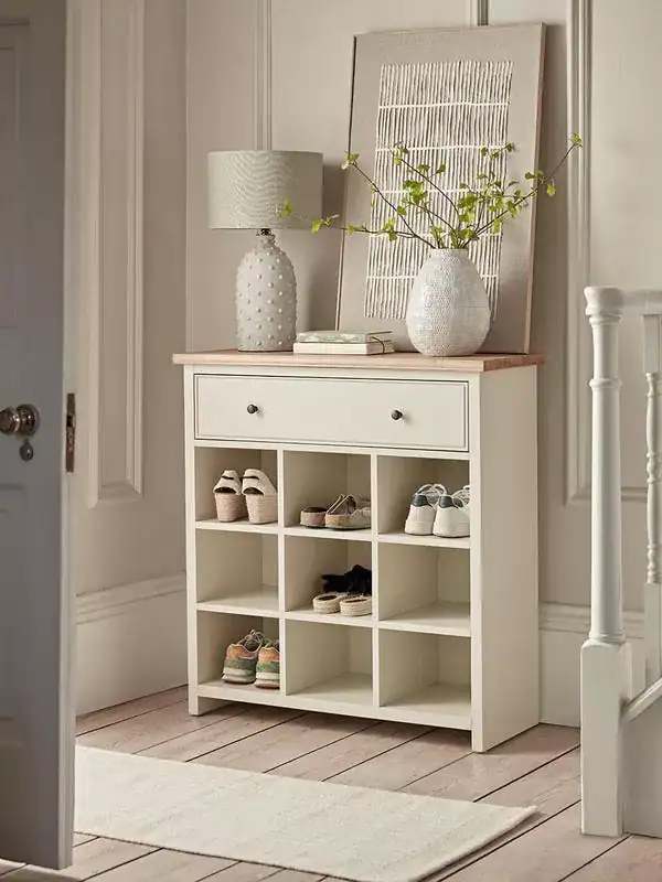 دولاب أحذية مدخل 9 خانات ودرج سطح خشب طبيعي