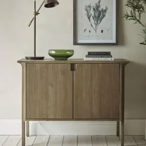 كونسول مدخل خشبي ببابين تخزين – دولاب بوفيه طبيعي عملي (106 سم)